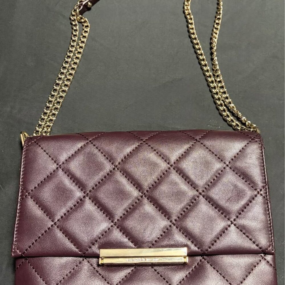Kate Spade Emerson Place Lenia Quilted Leather Chain Shoulder Bag Plum